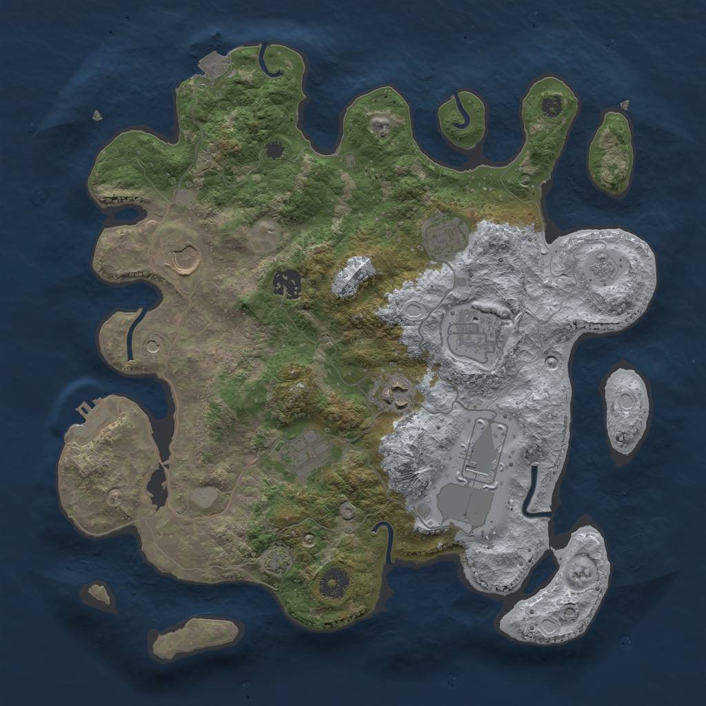 Rust Map: Procedural Map, Size: 3500, Seed: 816380682, 14 Monuments
