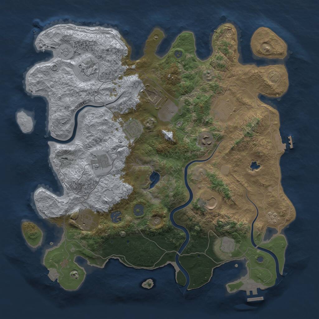 Rust Map: Procedural Map, Size: 4000, Seed: 447931367, 18 Monuments