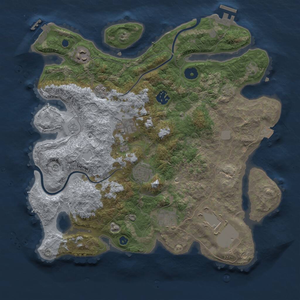 Rust Map: Procedural Map, Size: 3500, Seed: 1780891405, 13 Monuments