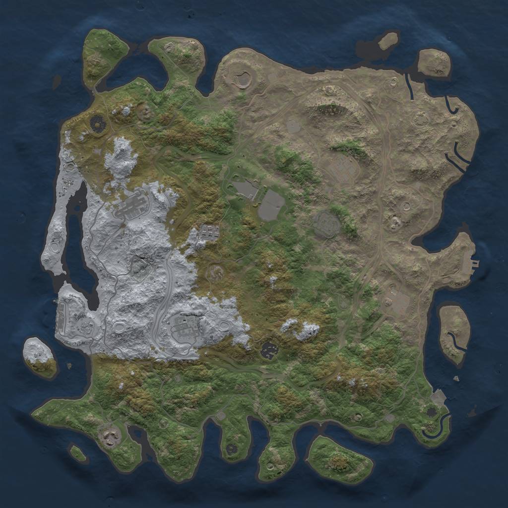 Rust Map: Procedural Map, Size: 4500, Seed: 1359732410, 18 Monuments