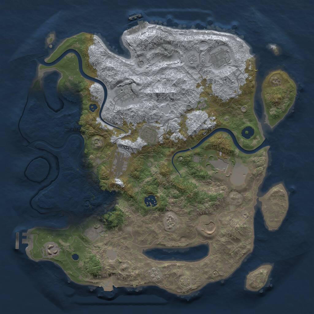 Rust Map: Procedural Map, Size: 3850, Seed: 122221558, 16 Monuments