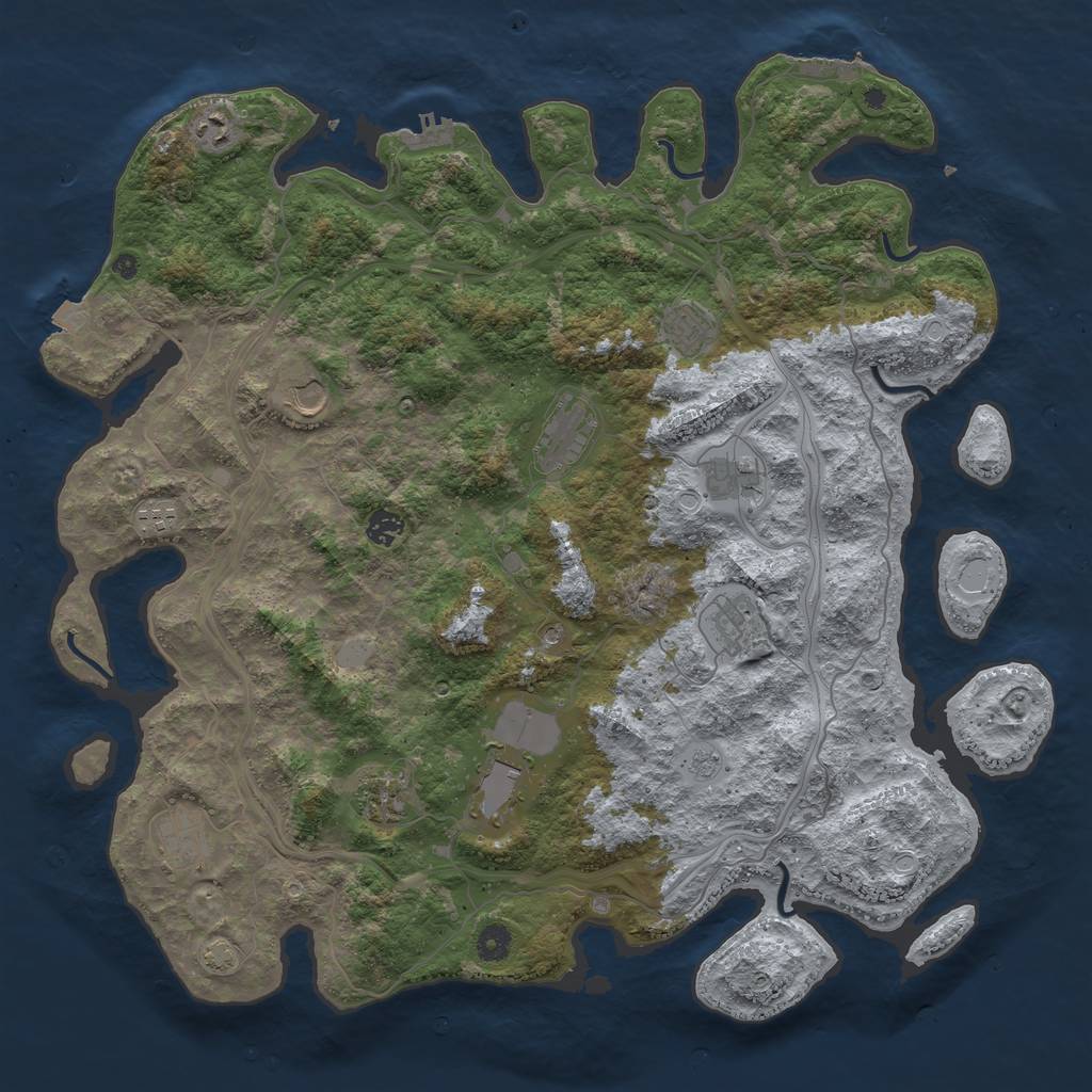 Rust Map: Procedural Map, Size: 4500, Seed: 1382715, 19 Monuments