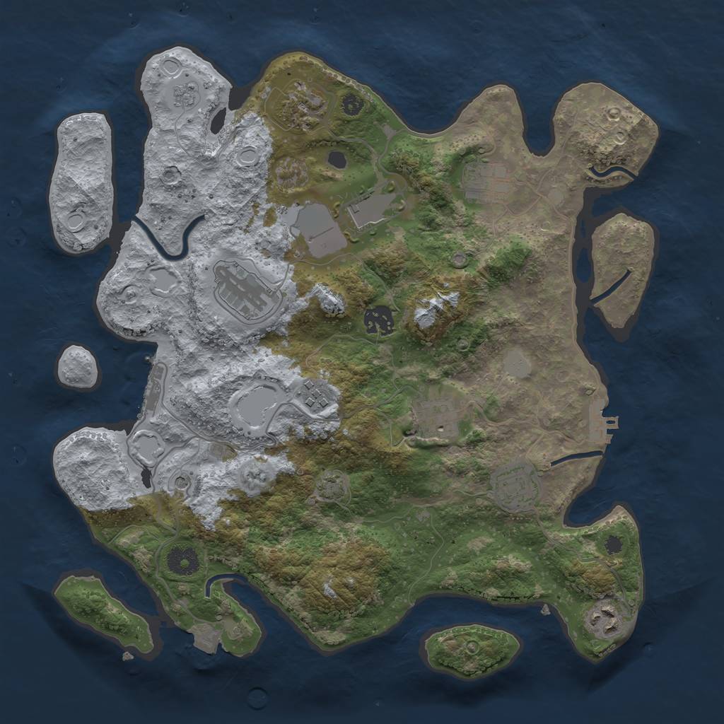 Rust Map: Procedural Map, Size: 3500, Seed: 41122159, 17 Monuments
