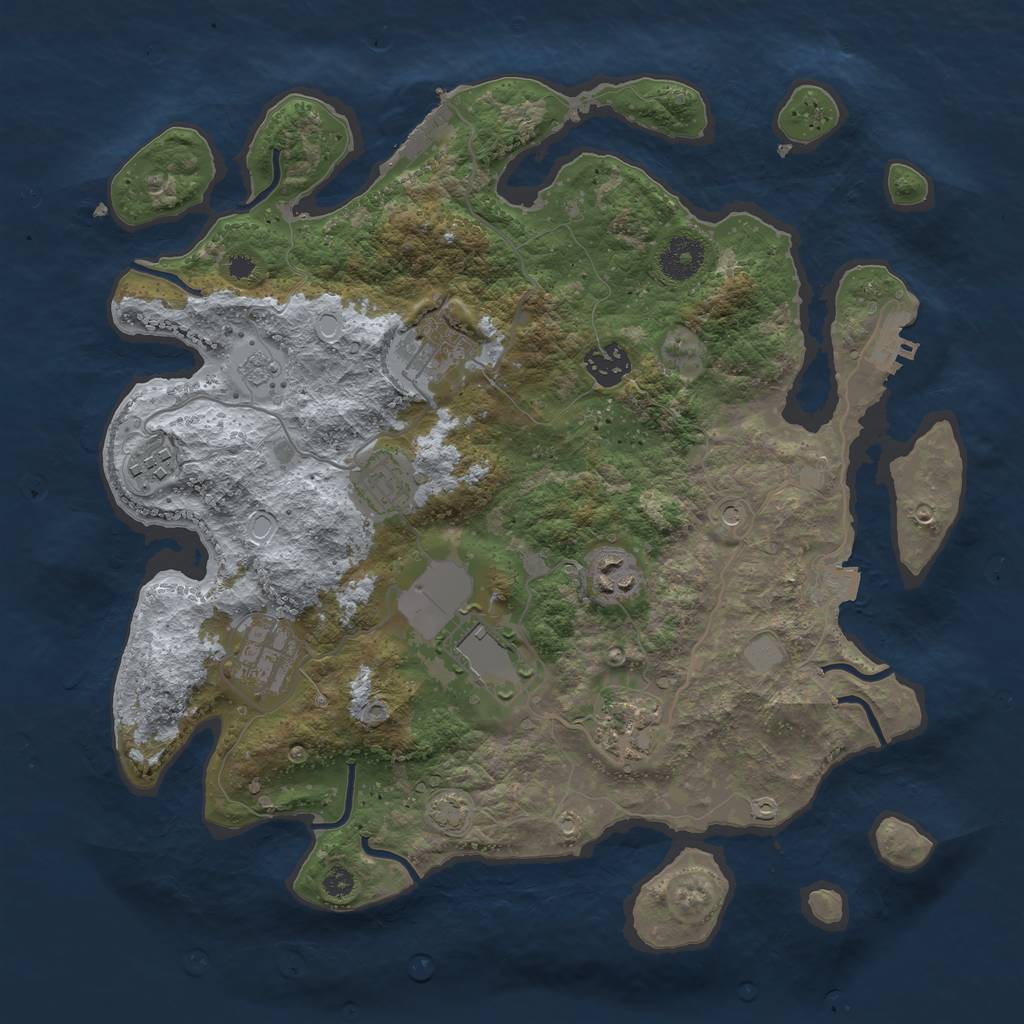 Rust Map: Procedural Map, Size: 3500, Seed: 777566175, 16 Monuments