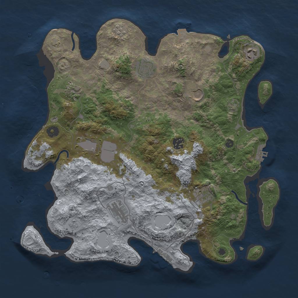 Rust Map: Procedural Map, Size: 3750, Seed: 585968, 17 Monuments