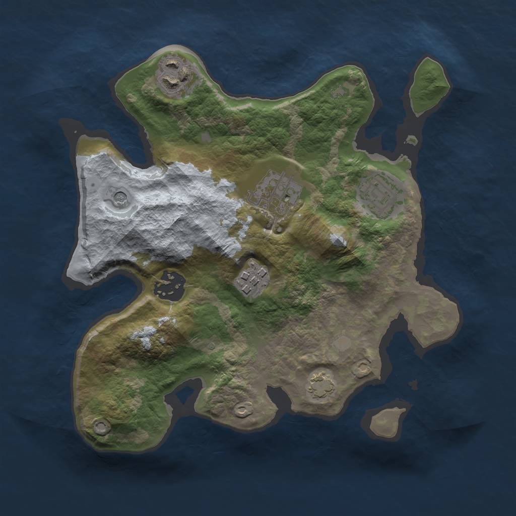 Rust Map: Barren, Size: 2500, Seed: 12743119, 9 Monuments