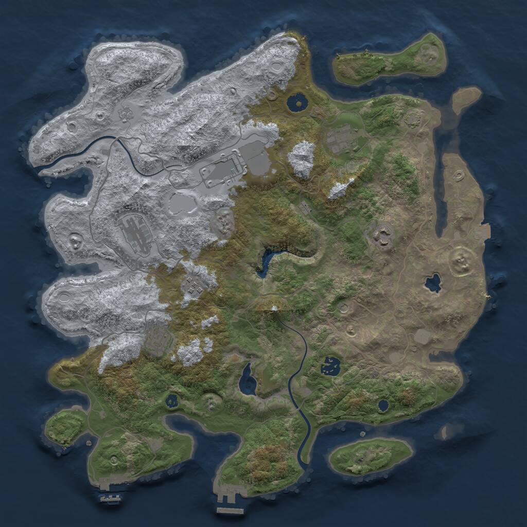 Rust Map: Procedural Map, Size: 4000, Seed: 1733043935, 13 Monuments