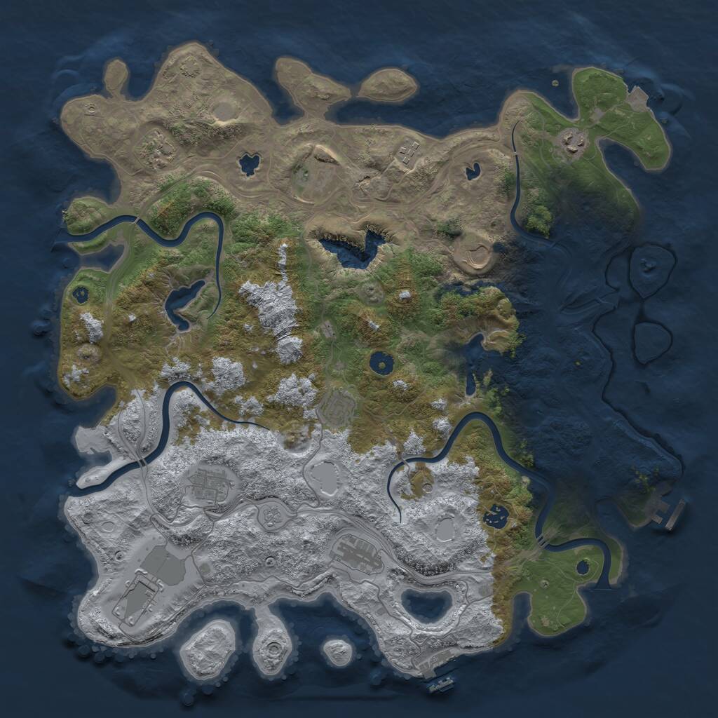 Rust Map: Procedural Map, Size: 4500, Seed: 7072023, 16 Monuments