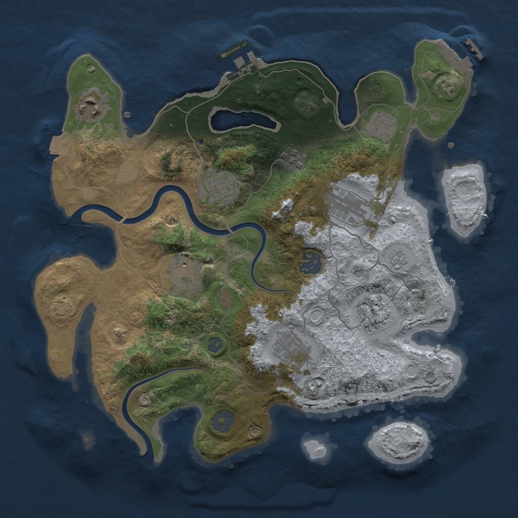 Rust Map: Procedural Map, Size: 3300, Seed: 306000413, 16 Monuments