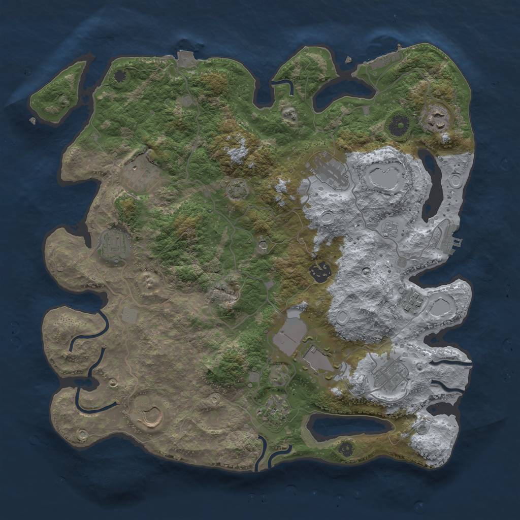 Rust Map: Procedural Map, Size: 3750, Seed: 23521997, 18 Monuments