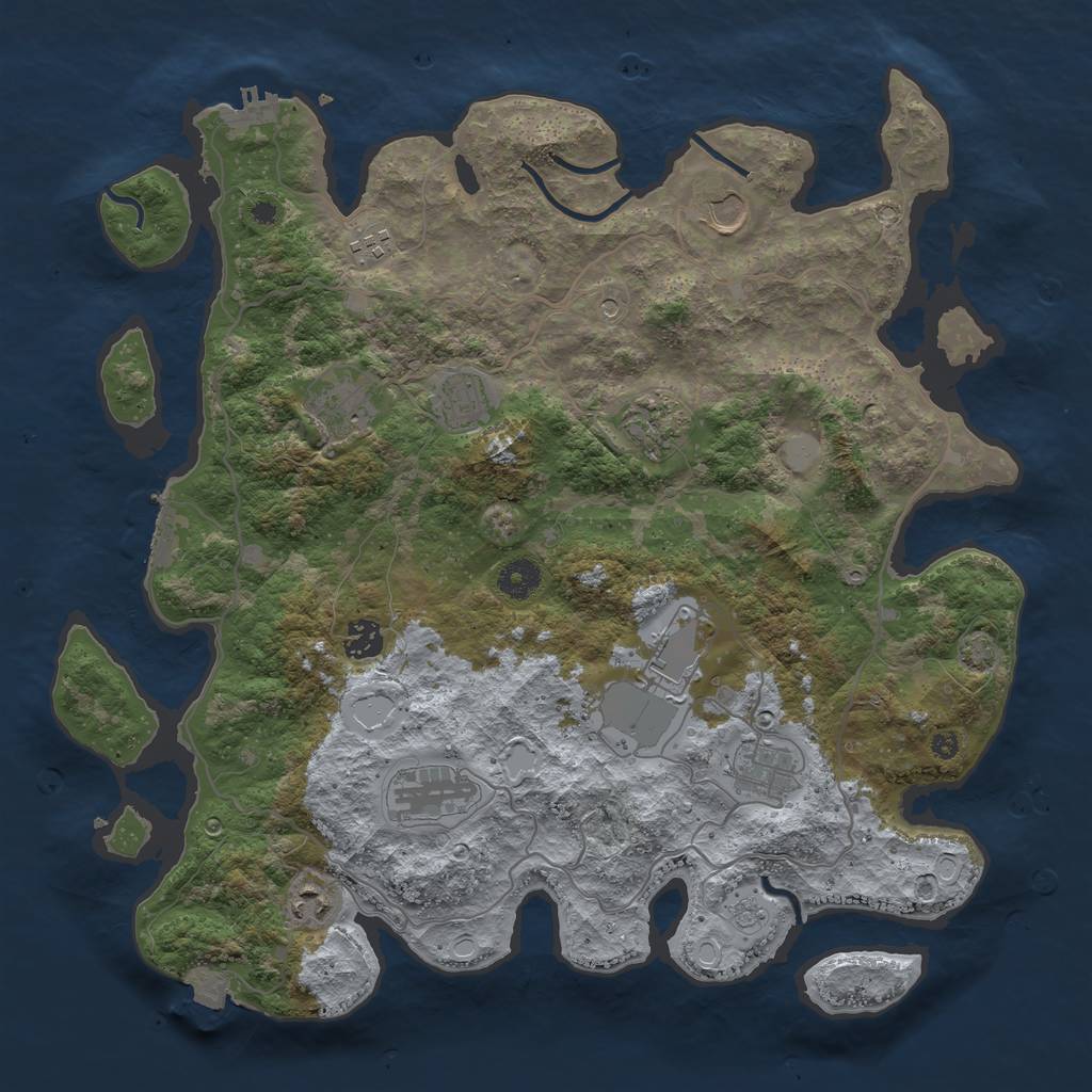 Rust Map: Procedural Map, Size: 4000, Seed: 990240, 18 Monuments