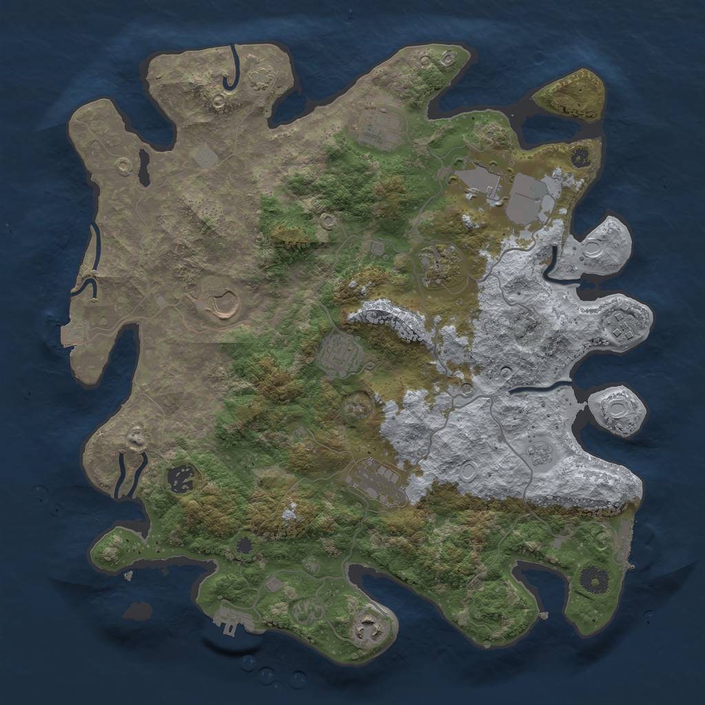 Rust Map: Procedural Map, Size: 3750, Seed: 585966, 17 Monuments