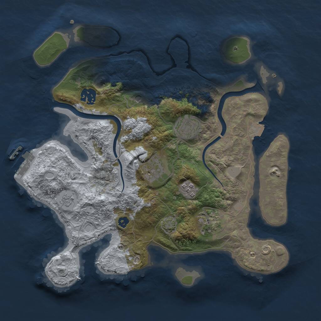 Rust Map: Procedural Map, Size: 3000, Seed: 1376179382, 10 Monuments