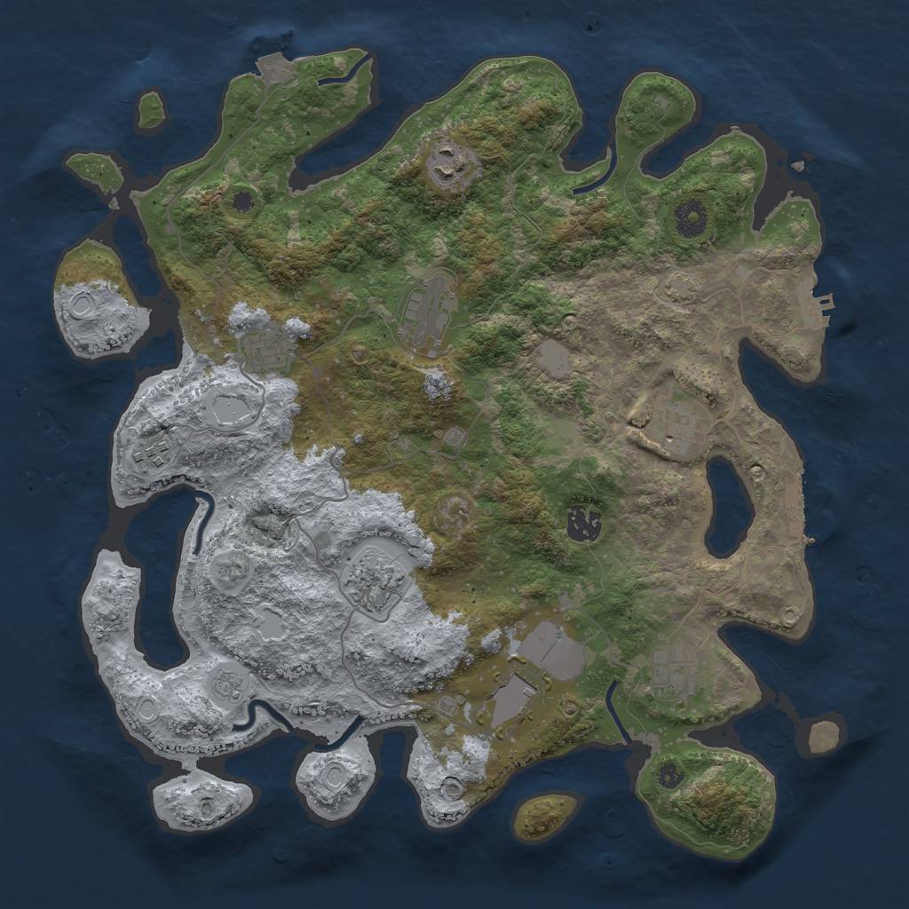 Rust Map: Procedural Map, Size: 3750, Seed: 816248419, 16 Monuments