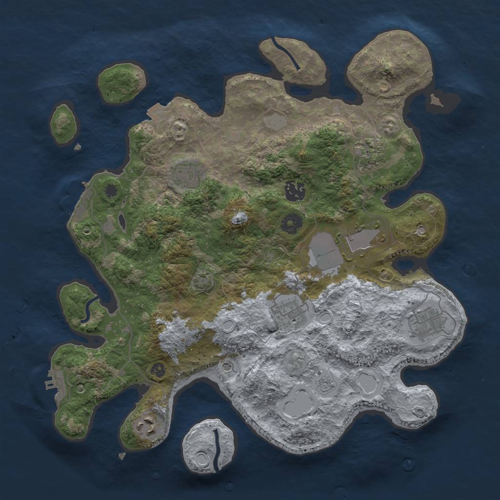 Rust Map: Procedural Map, Size: 3500, Seed: 1962143142, 15 Monuments