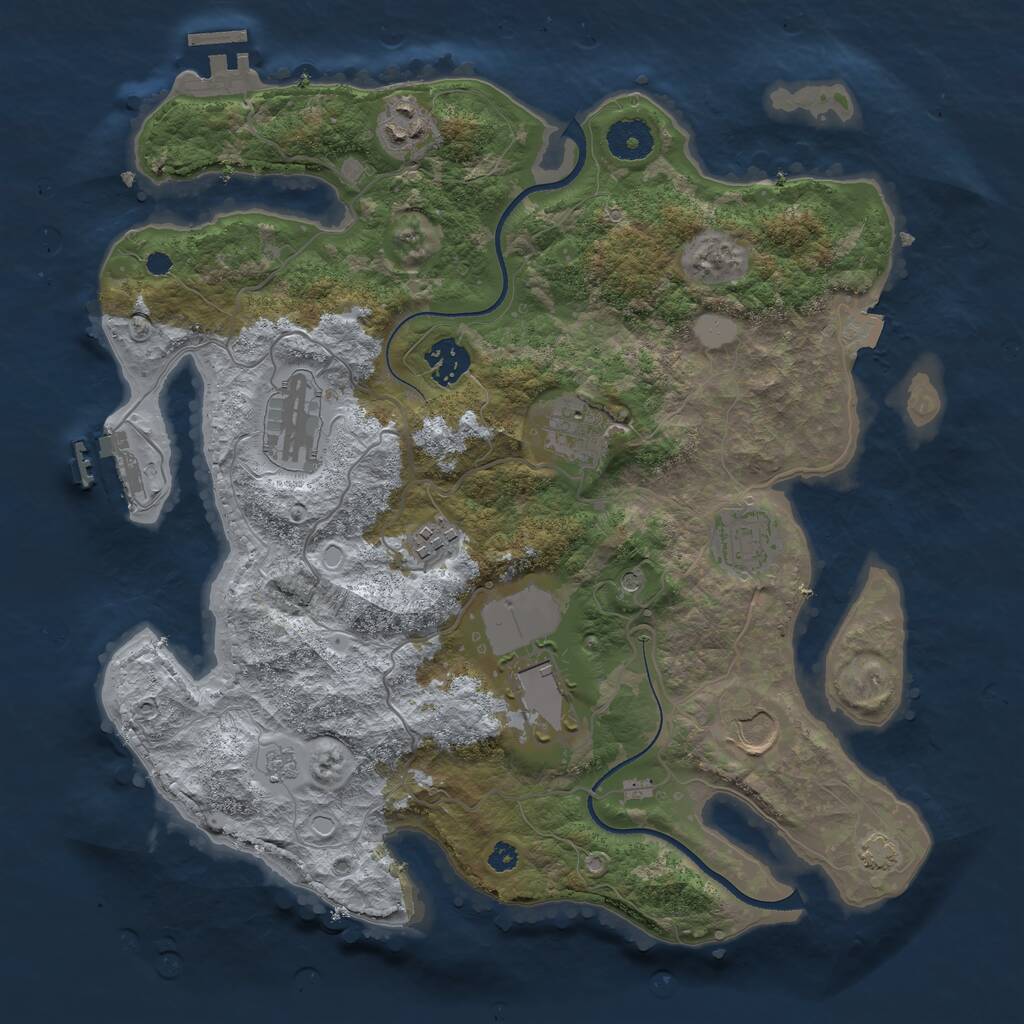 Rust Map: Procedural Map, Size: 3500, Seed: 19714, 16 Monuments