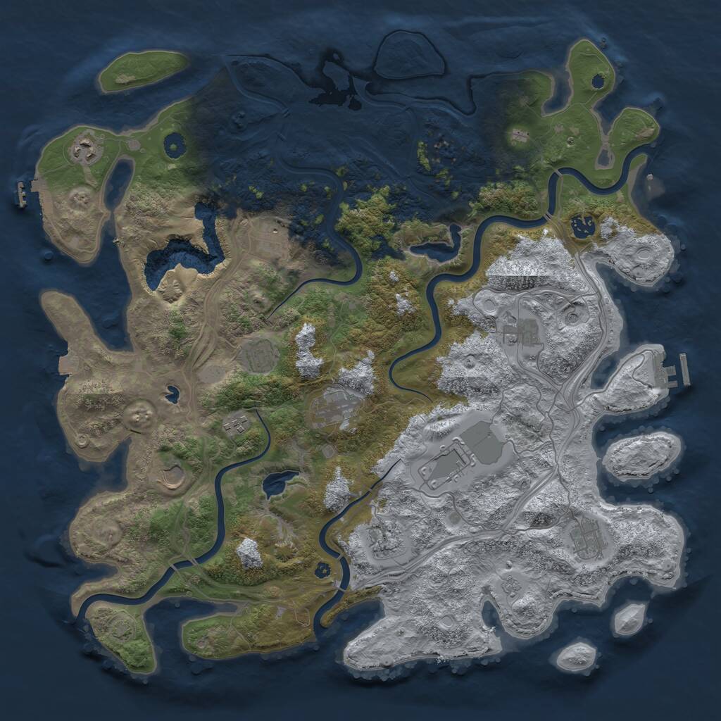 Rust Map: Procedural Map, Size: 4500, Seed: 216077796, 17 Monuments