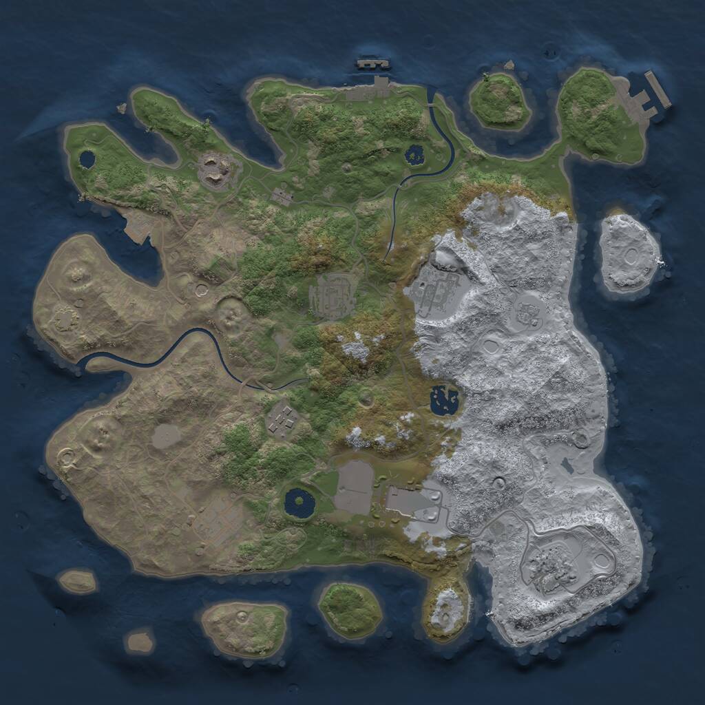Rust Map: Procedural Map, Size: 3500, Seed: 142999321, 14 Monuments