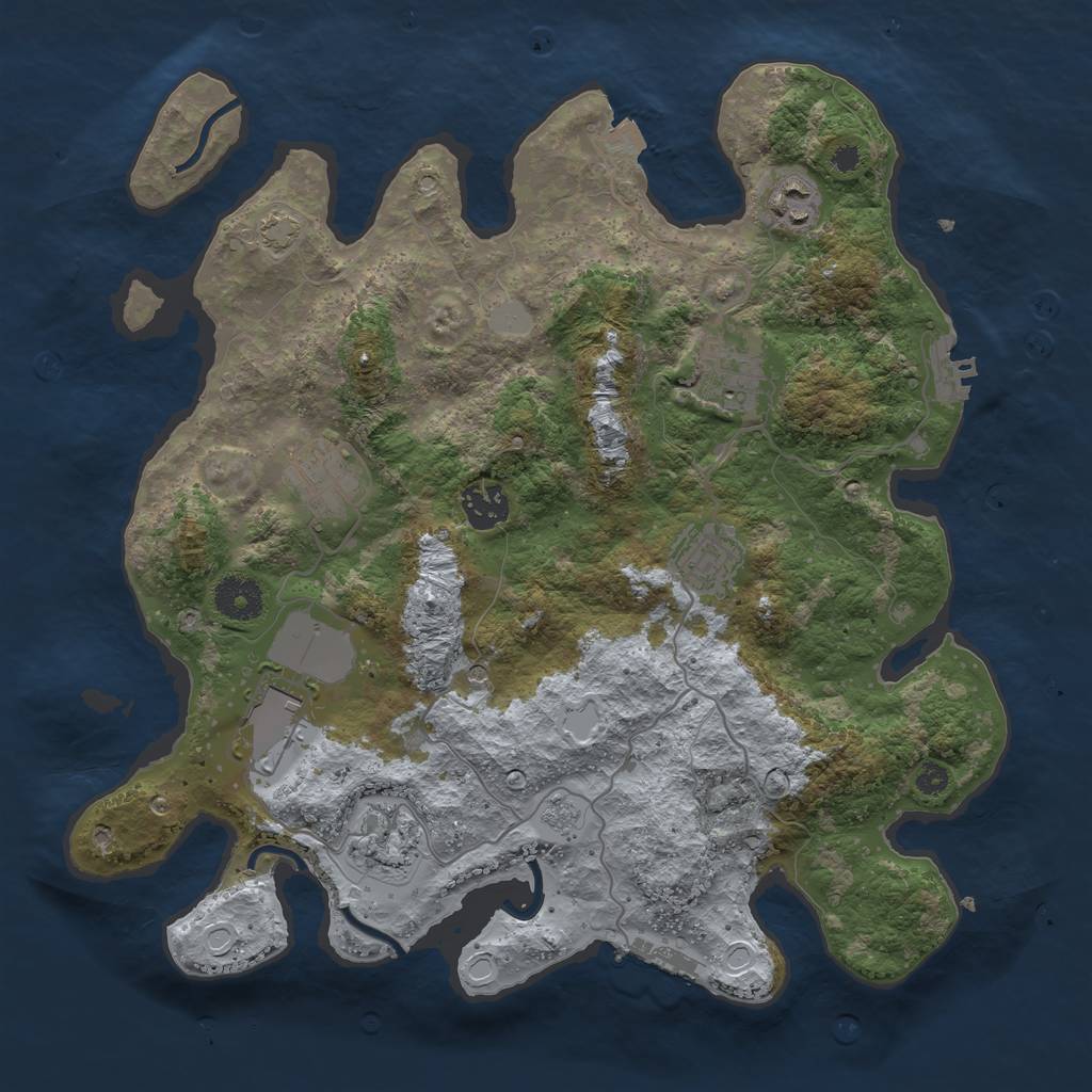 Rust Map: Procedural Map, Size: 3500, Seed: 836651, 15 Monuments