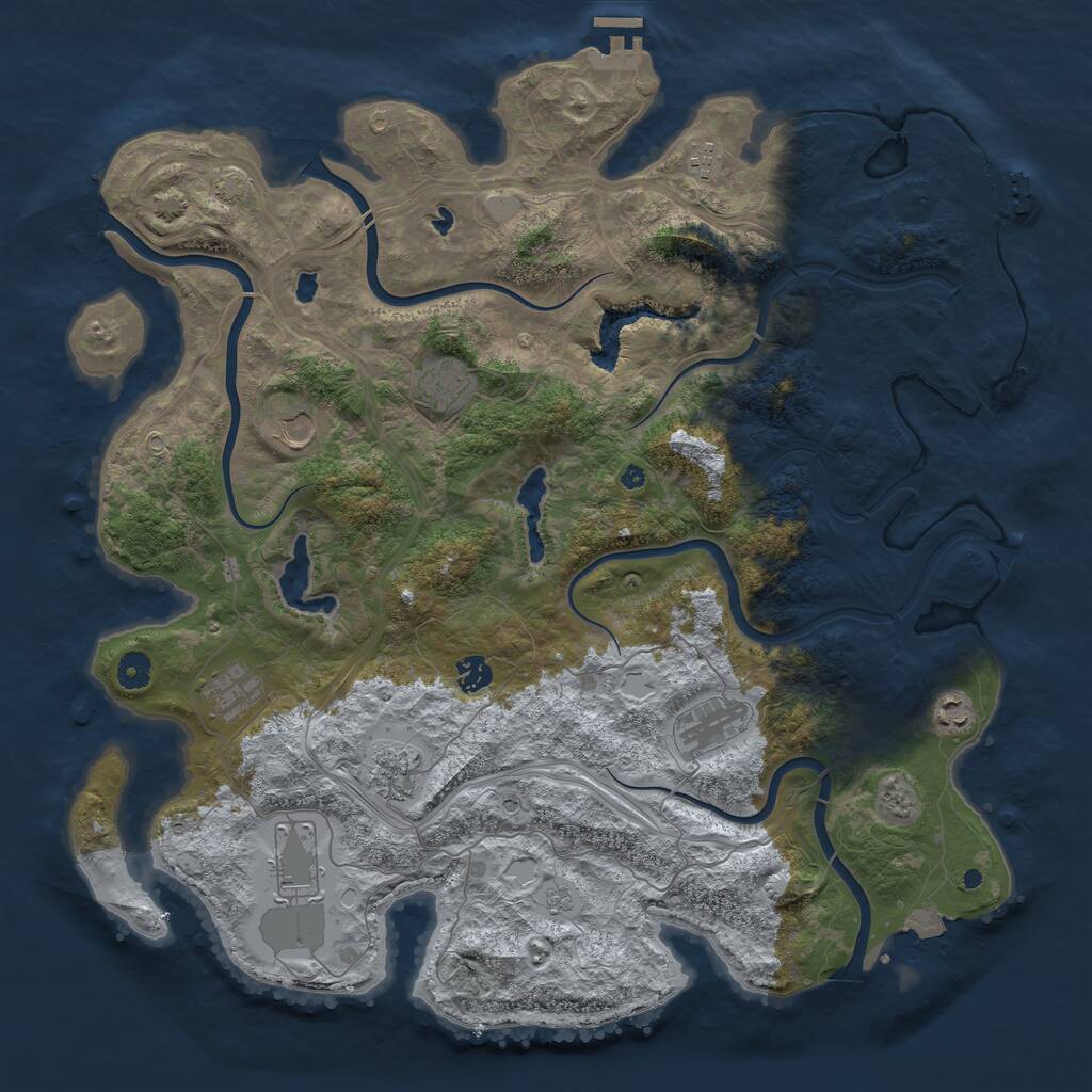 Rust Map: Procedural Map, Size: 4500, Seed: 1917746410, 15 Monuments