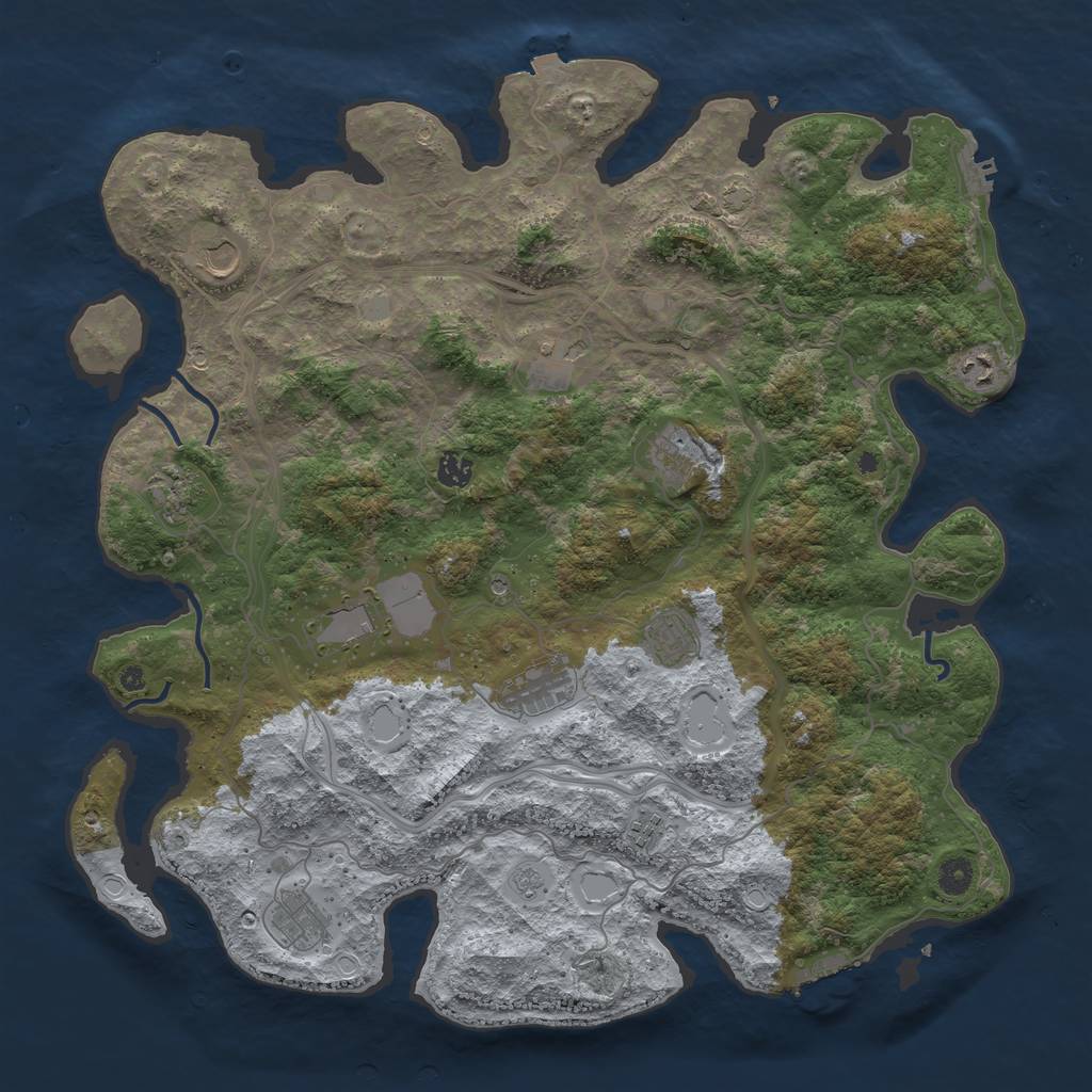 Rust Map: Procedural Map, Size: 4500, Seed: 1917746410, 19 Monuments