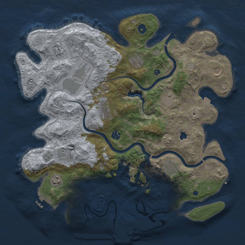 Rust Map: Procedural Map, Size: 4000, Seed: 814720421, 17 Monuments