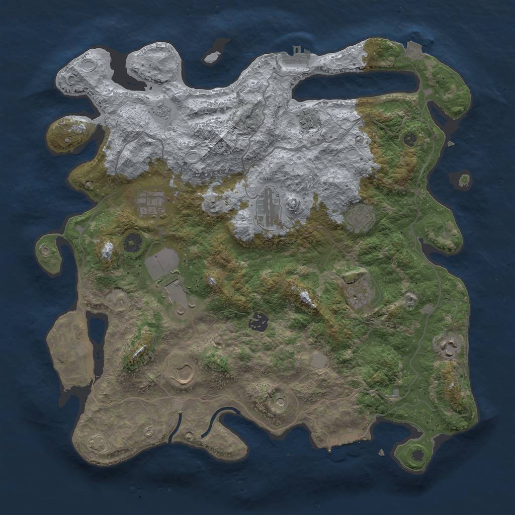 Rust Map: Procedural Map, Size: 4000, Seed: 633712577, 17 Monuments