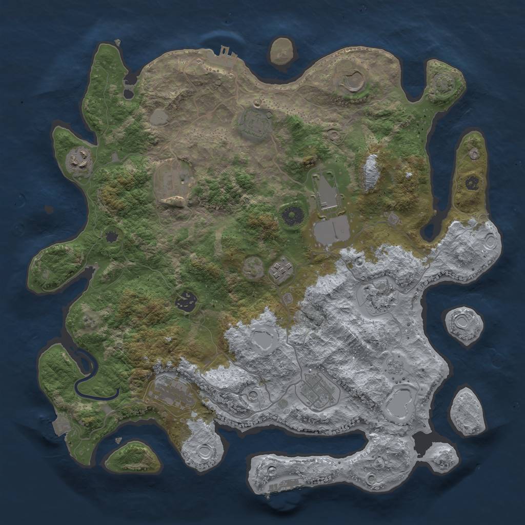 Rust Map: Procedural Map, Size: 3800, Seed: 1281985782, 18 Monuments