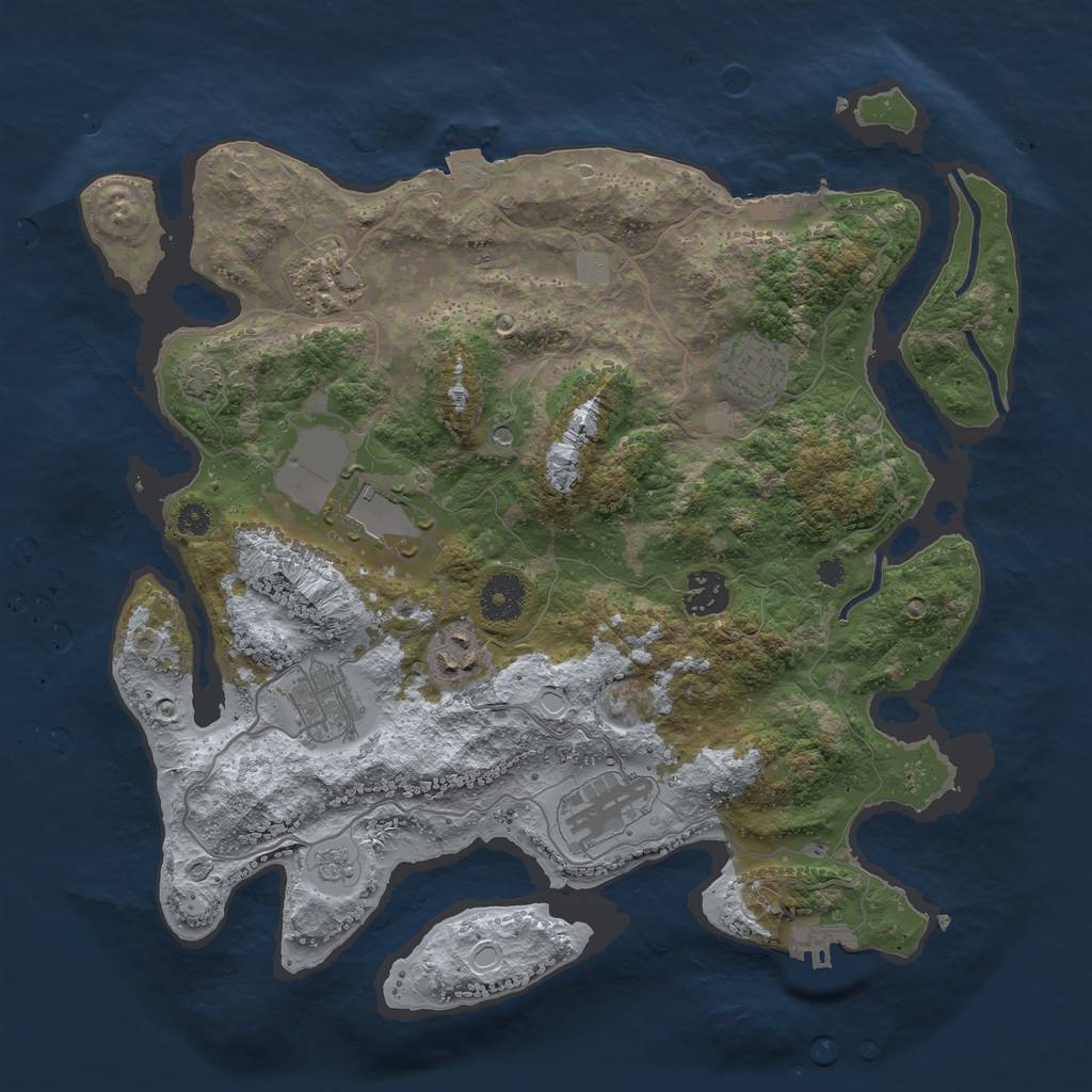 Rust Map: Procedural Map, Size: 3500, Seed: 127849587, 15 Monuments