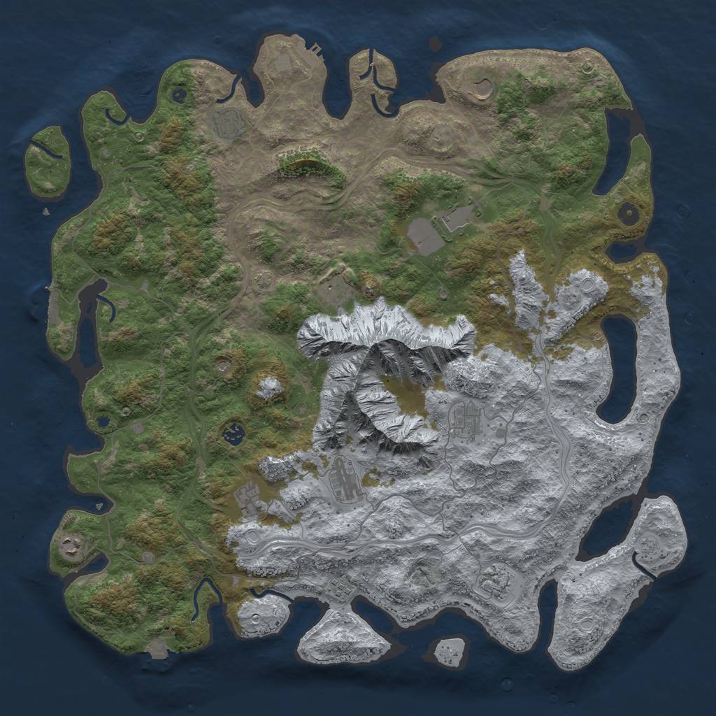 Rust Map: Procedural Map, Size: 5000, Seed: 1087388071, 19 Monuments