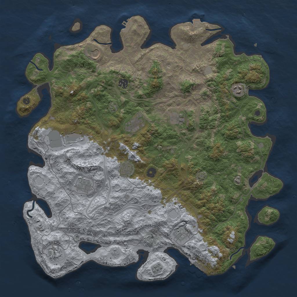 Rust Map: Procedural Map, Size: 4500, Seed: 1977320138, 19 Monuments