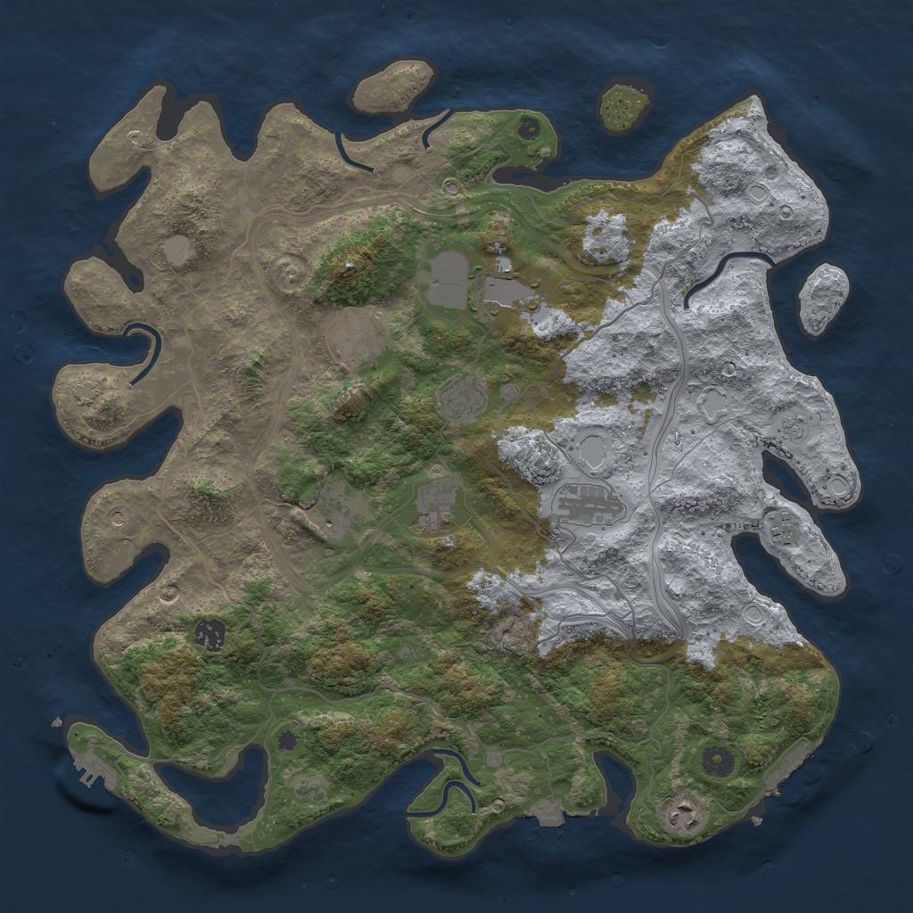 Rust Map: Procedural Map, Size: 4250, Seed: 943414006, 17 Monuments