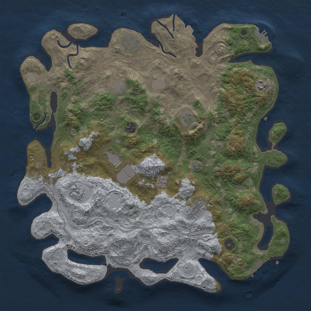Rust Map: Procedural Map, Size: 4300, Seed: 381565196, 18 Monuments