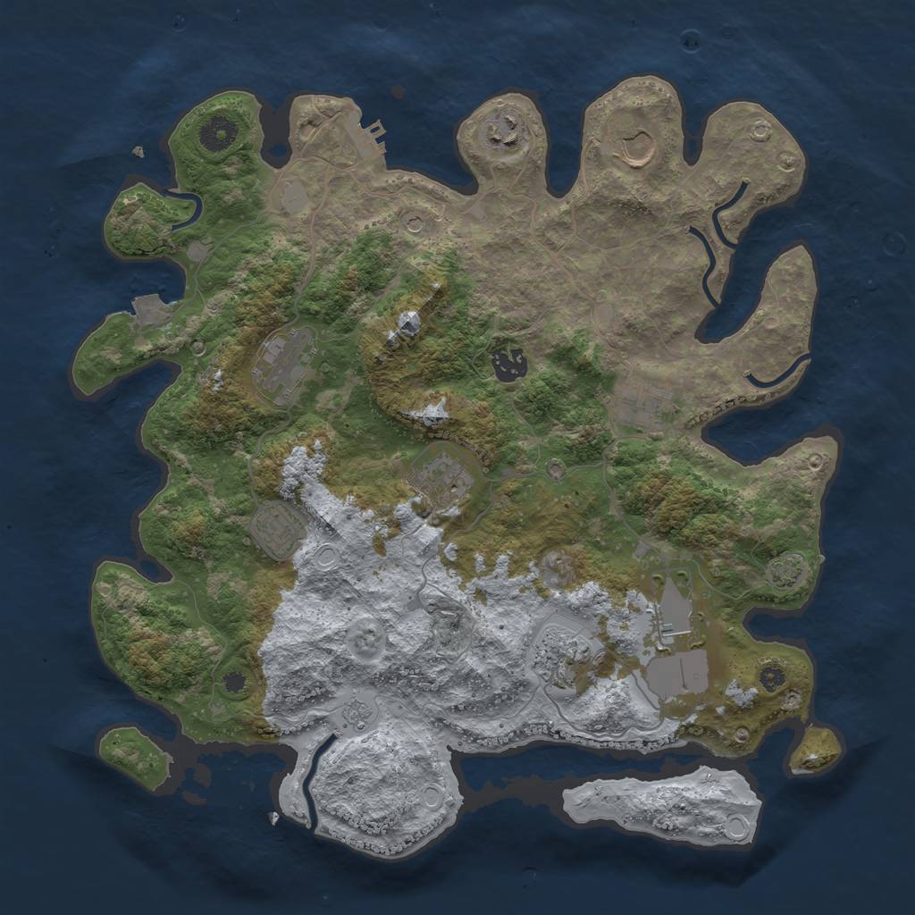 Rust Map: Procedural Map, Size: 3800, Seed: 123453213, 16 Monuments