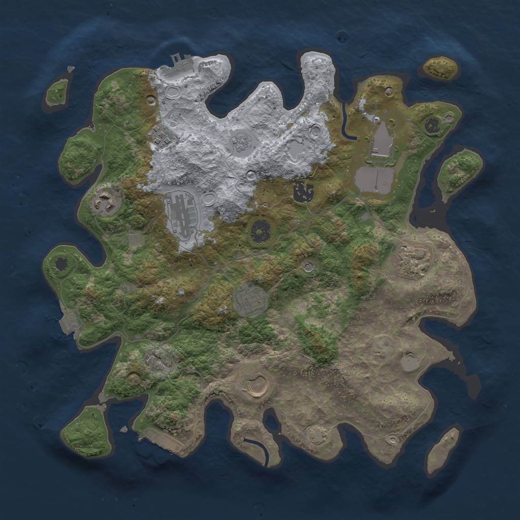 Rust Map: Procedural Map, Size: 3550, Seed: 17087378, 16 Monuments