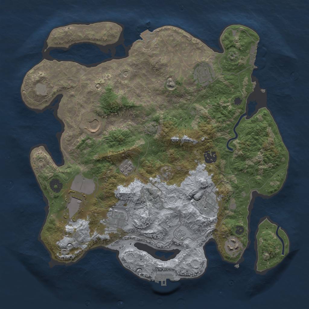 Rust Map: Procedural Map, Size: 3500, Seed: 1039172818, 16 Monuments