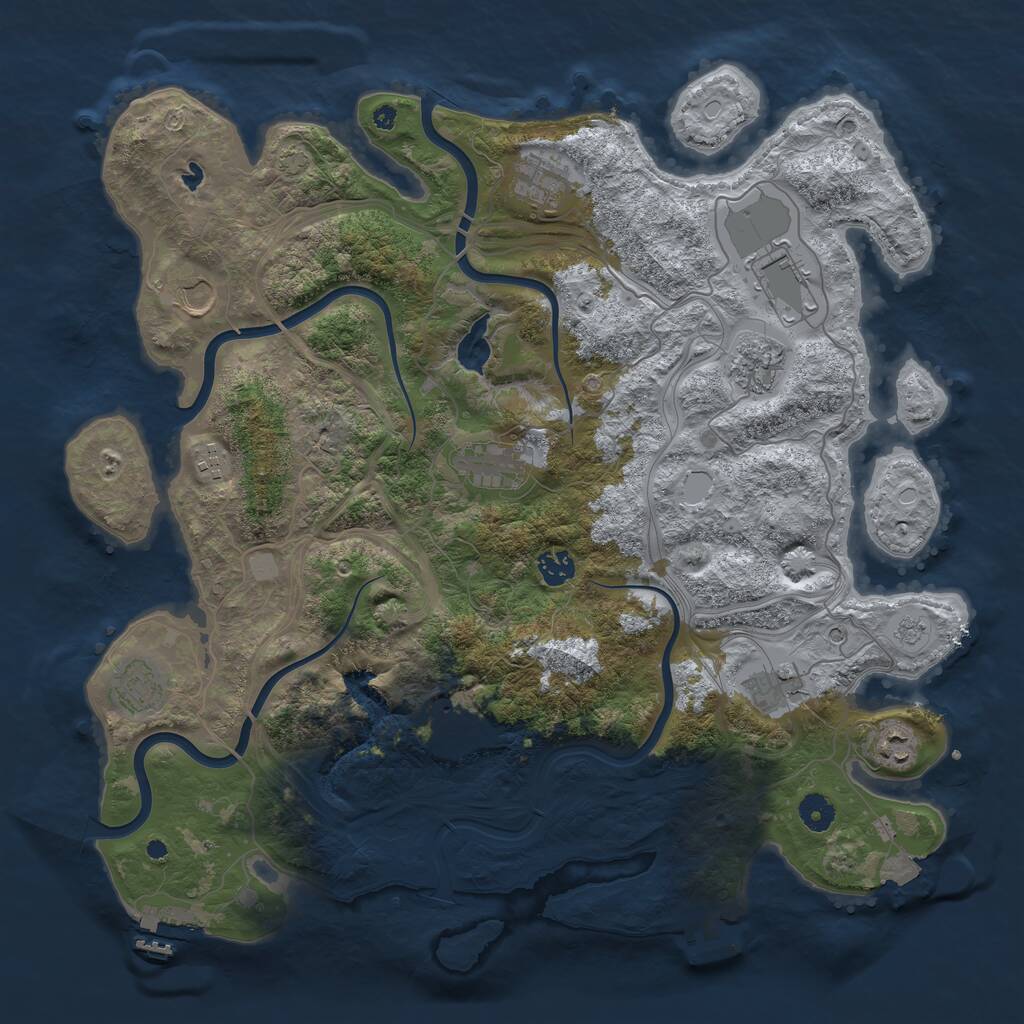 Rust Map: Procedural Map, Size: 4250, Seed: 1047488161, 17 Monuments