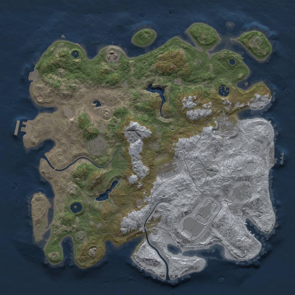 Rust Map: Procedural Map, Size: 4000, Seed: 1042409055, 14 Monuments