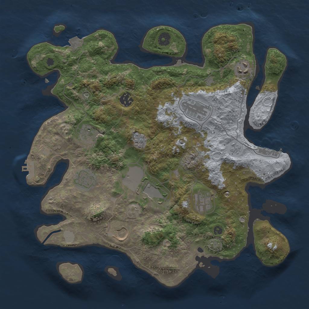 Rust Map: Procedural Map, Size: 3500, Seed: 1389650709, 17 Monuments