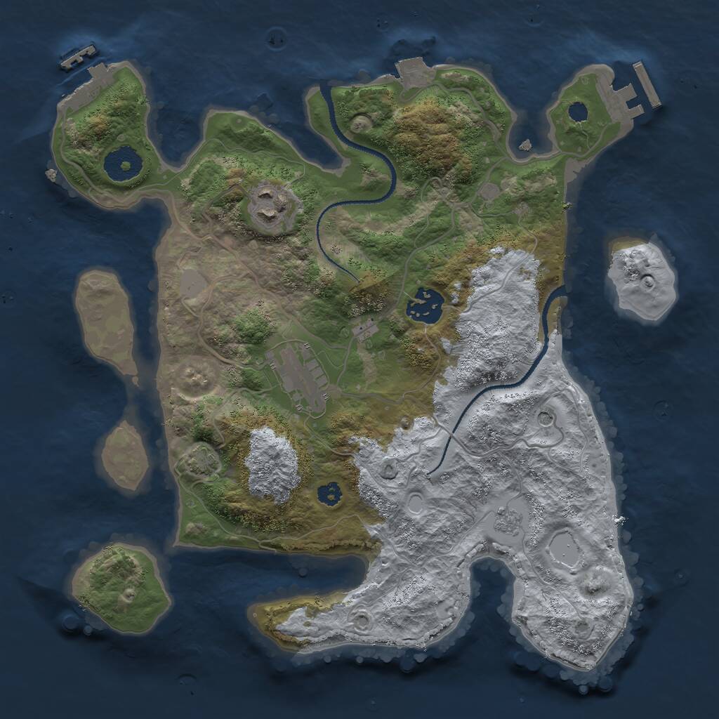 Rust Map: Procedural Map, Size: 3000, Seed: 845748093, 9 Monuments