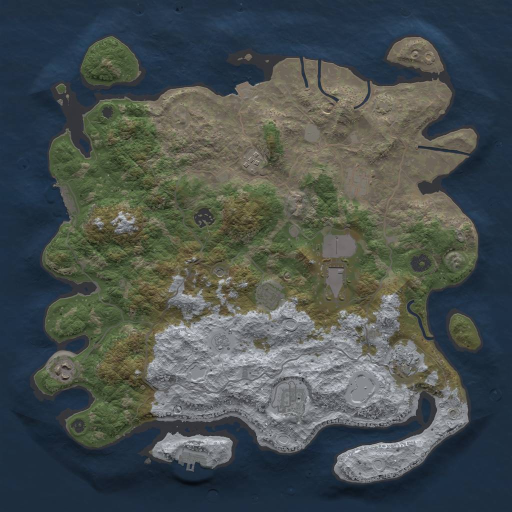 Rust Map: Procedural Map, Size: 4000, Seed: 1940668103, 16 Monuments