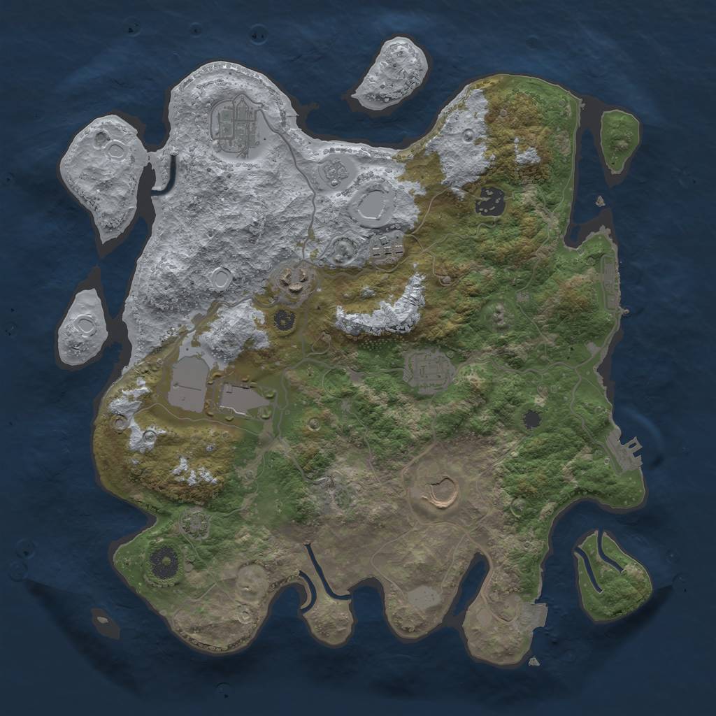 Rust Map: Procedural Map, Size: 3500, Seed: 388762550, 14 Monuments