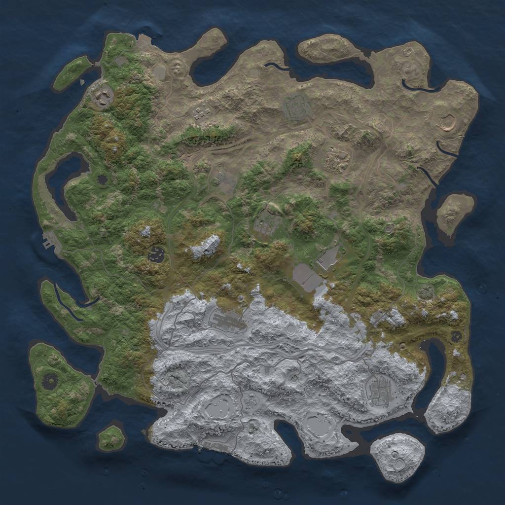 Rust Map: Procedural Map, Size: 4500, Seed: 964462546, 19 Monuments