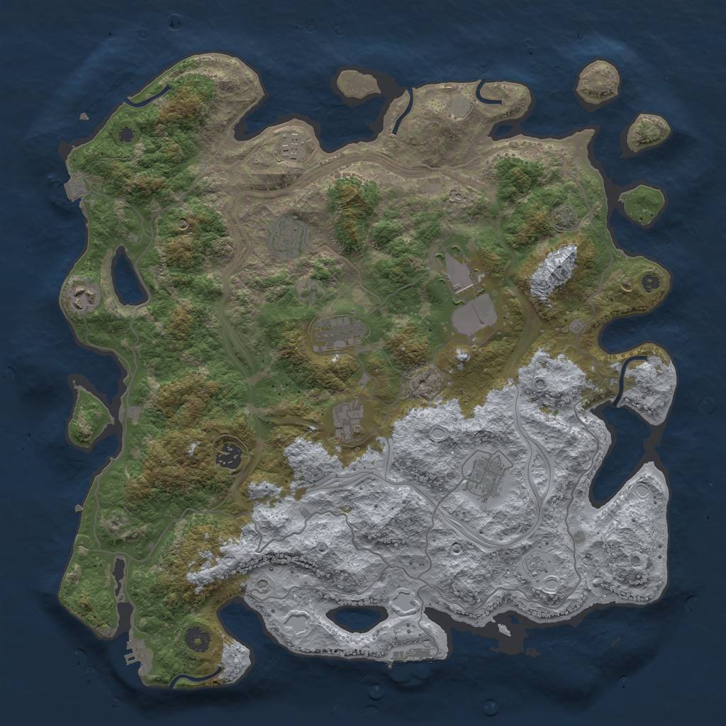 Rust Map: Procedural Map, Size: 4250, Seed: 1856391310, 16 Monuments