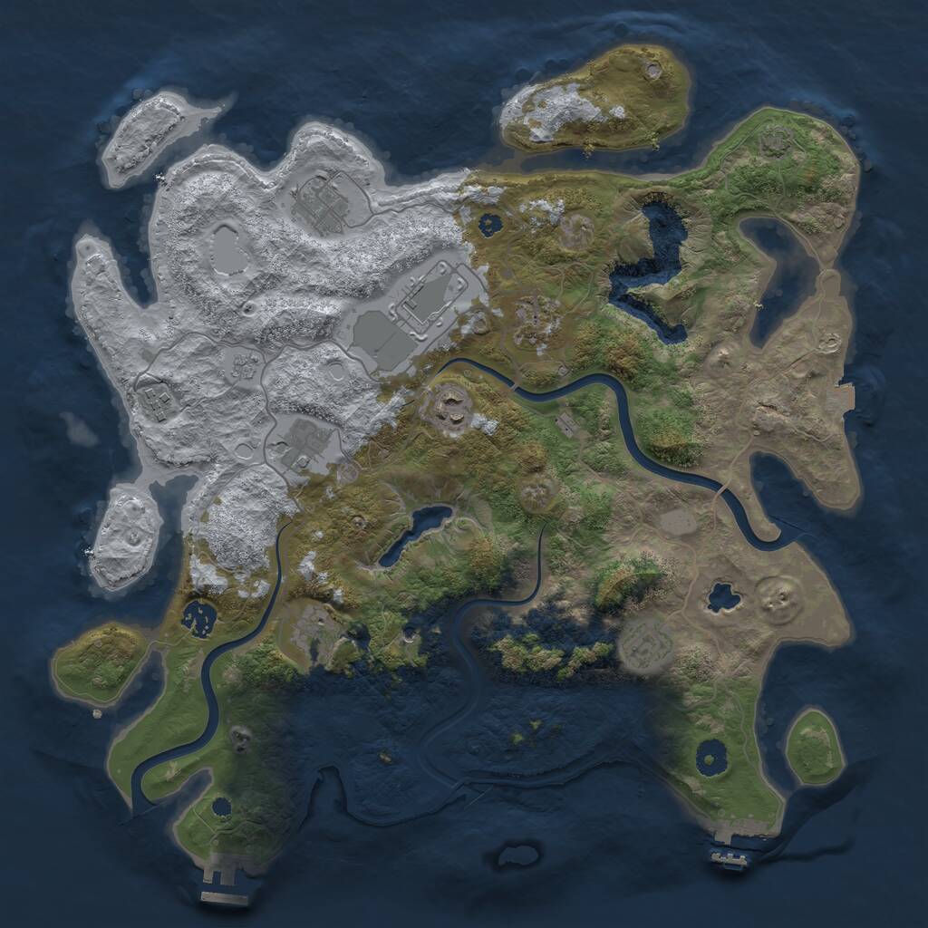Rust Map: Procedural Map, Size: 4000, Seed: 135753, 17 Monuments