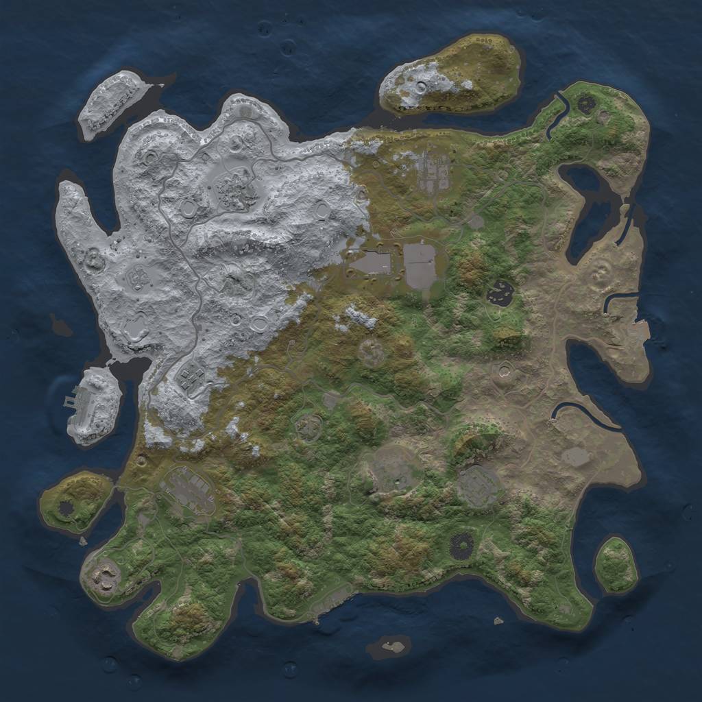 Rust Map: Procedural Map, Size: 4000, Seed: 135753, 17 Monuments