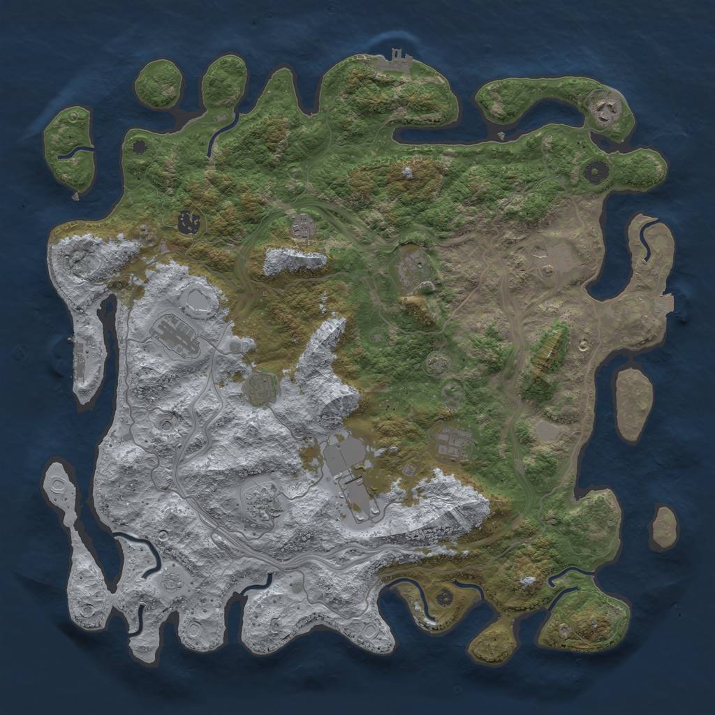 Rust Map: Procedural Map, Size: 4500, Seed: 230230111, 18 Monuments