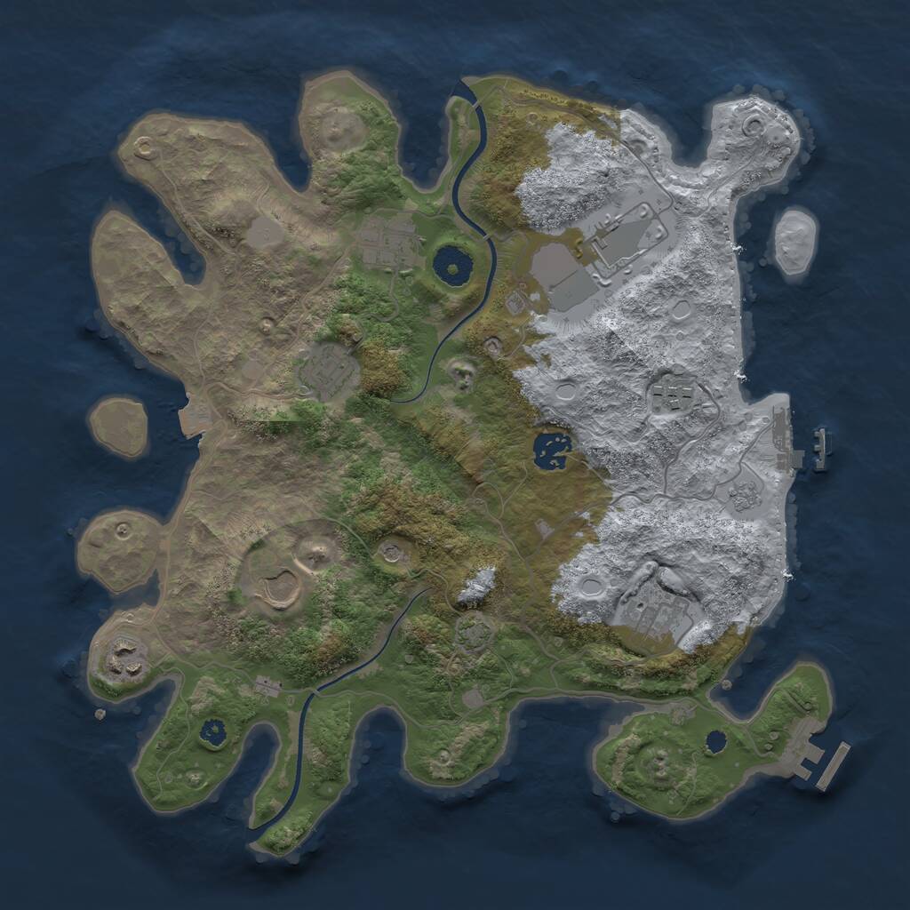 Rust Map: Procedural Map, Size: 3500, Seed: 1823664841, 14 Monuments