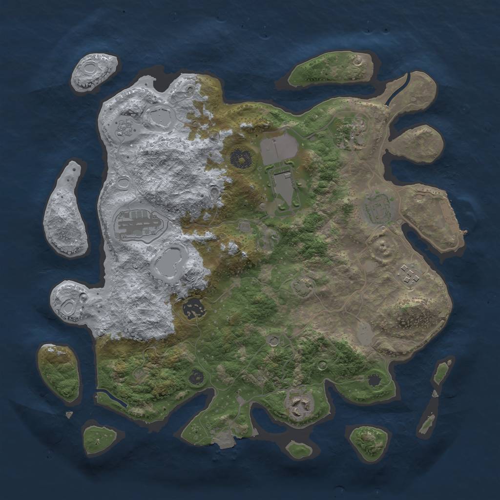 Rust Map: Procedural Map, Size: 3500, Seed: 1100141686, 14 Monuments