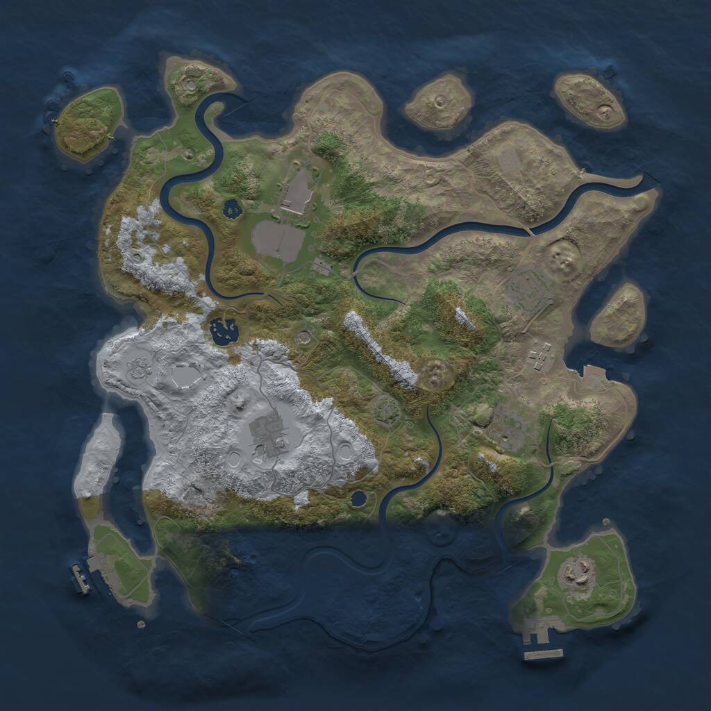 Rust Map: Procedural Map, Size: 3700, Seed: 304071280, 13 Monuments